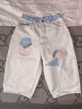 VTG 80s Gitano Denim Shorts with Pastel Blue and Pink Patchwork